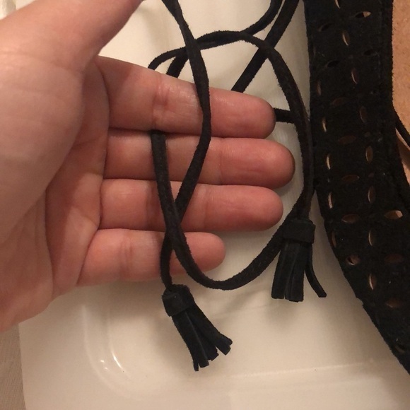 Halogen Lace Up Leather Cut Out Ballerina Flats Size 6 - Picture 5 of 7